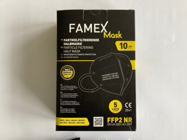 FFP2 schwarz | FAMEX | CE2163 | 10x 10er Box